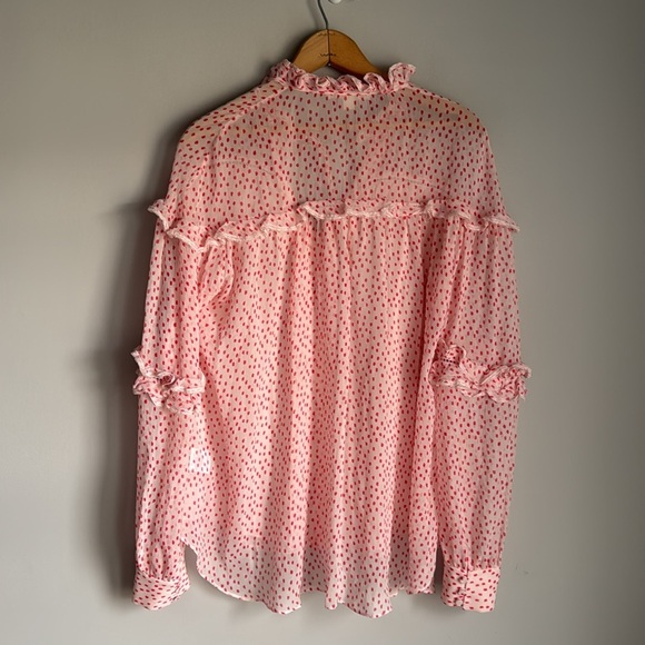 Jonathan Simkhai Delicate Romantic Silk Crepe Polka Dot Print Blouse Small - Picture 3 of 12